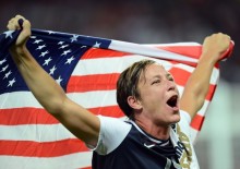 Abby Wambach with flag Abby Wambach with U.S. flag