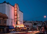 Castro Theater and Castro Street at dusk. San Francisco, California, USA