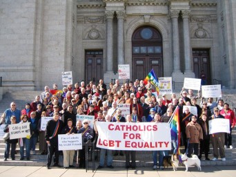 Catholics rallying for LGBT equality.