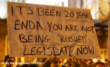 ENDA protest sign