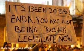 ENDA protest sign