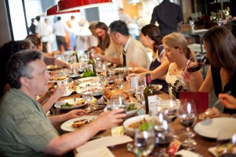 Family at holiday dinner table
