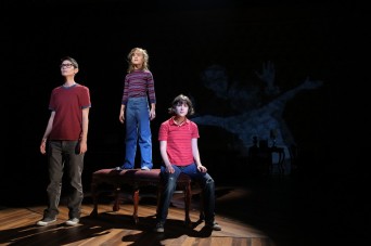 Beth Malone, Sydney Lucas, and Alexandra Socha play Alison in Fun Home