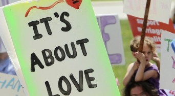 It's About Love marriage equality protest sign