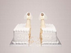 When gay divorce gets complicated Female wedding cake toppers on a divorce cake