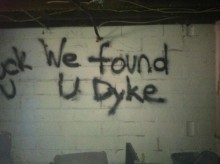 gay slurs basement wall Words painted on Nebraska lesbian's basement wall after assault