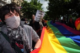 Gay pride activists in Russia