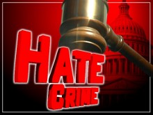 Hate crime text with gavel and US Capitol