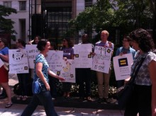 HRC stages protest at Chick-Fil-A food truck