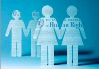 Human Rights graphic with two cartoon women holding hands