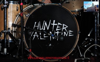 Hunter Valentine logo on drumkit