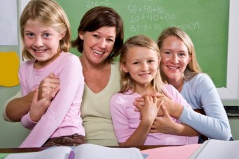 Lesbian couple with daughters