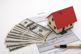 Money, motgage application and house