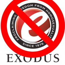 Exodus International logo with slash through it