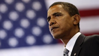 Barack Obama with US flag