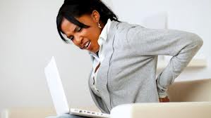 A woman having severe back pain
