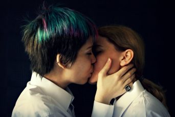 Lesbians kissing