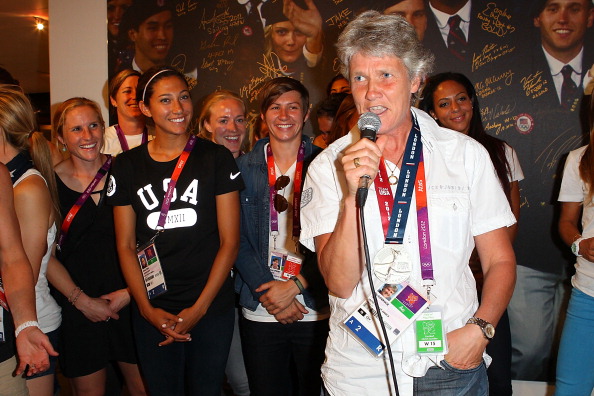 Pia Sundage with USWNT