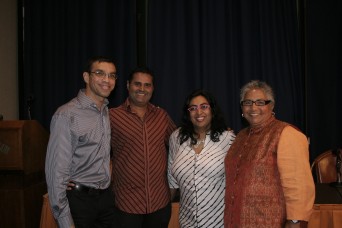“Spice of Life: Growing Up Queer in India” panelists (l to r) Devesh Khatu, Rakesh Modi, Minal Hajratwala and Dipti Gosh at the Commonwealth Club in San Francisco on August 17, 2011. (Photo: Super G)
