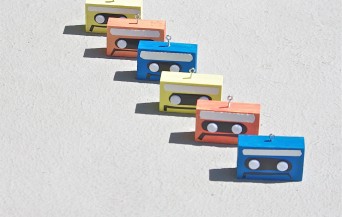 Rainbow colored cassette tapes