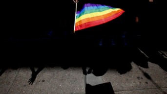 rainbow flag in the dark