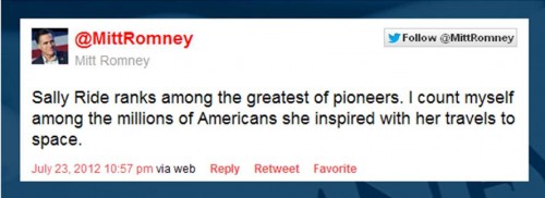 Romney_Ride_Tweet Romney Tweets condolences for Sally Ride