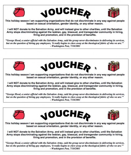 Salvation Army voucher Salvation Army voucher