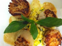 Seared scallops and creamed corn