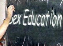Sex education written on blackboard