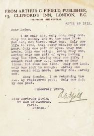 gertrude stein rejection letter