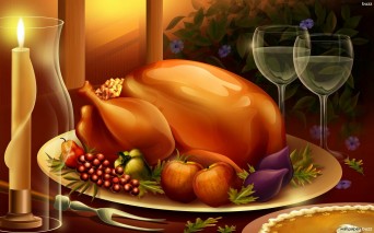 Thanksgiving table with turkey
