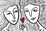 Two women with heart