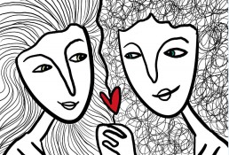 Two women with heart
