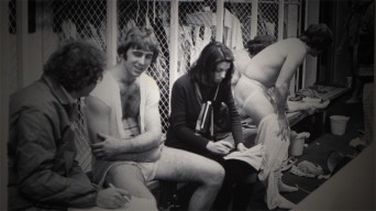 Female reporter in male locker room