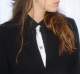 Woman wearing skinny tie