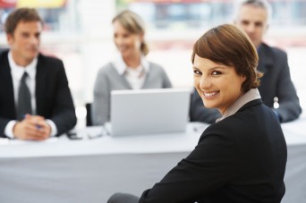 Woman smiling at interview